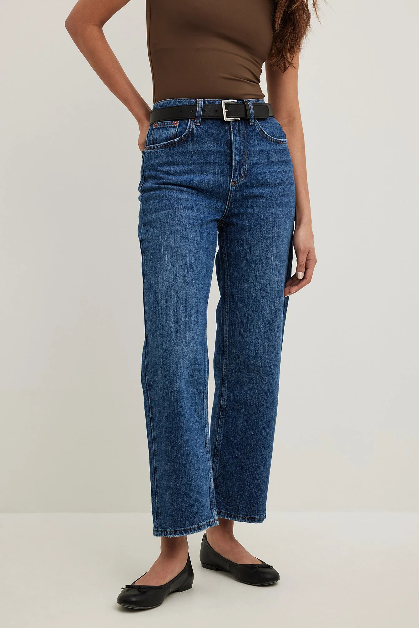 Hochgeschnittene Cropped-Jeans
