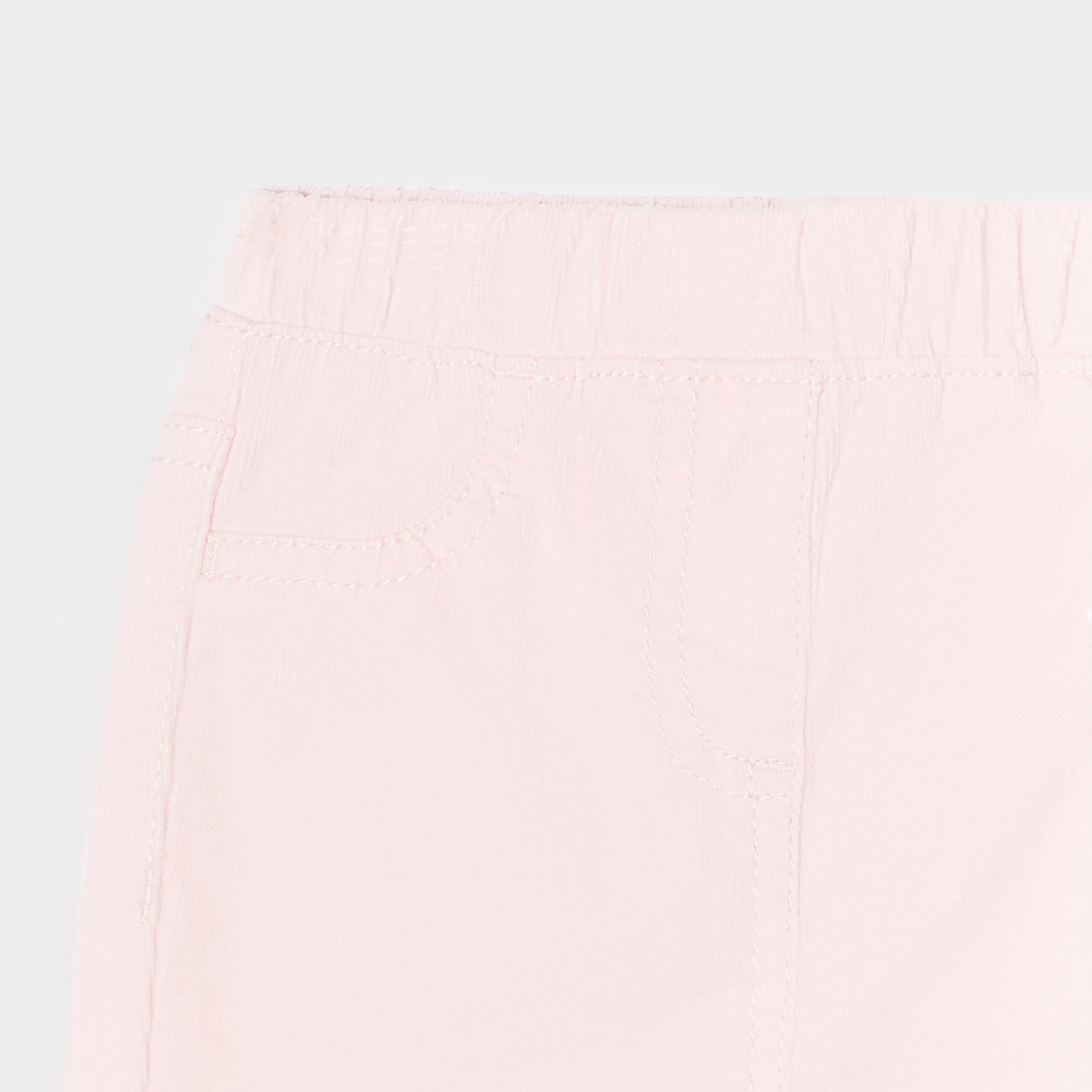 Pantalon velours côtelé coton rose clair bébé fille | La Halle