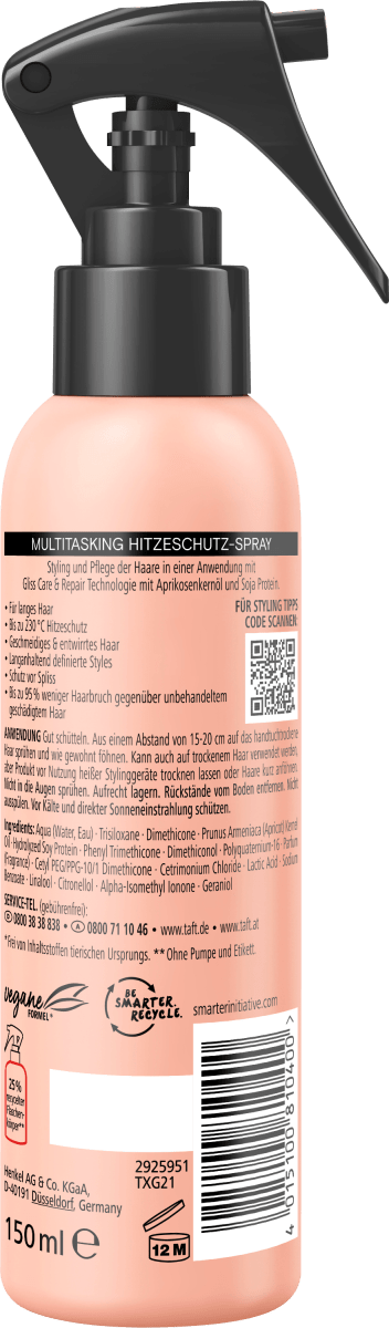 Hitzeschutzspray taft x Gliss Lovely Long, 150 ml