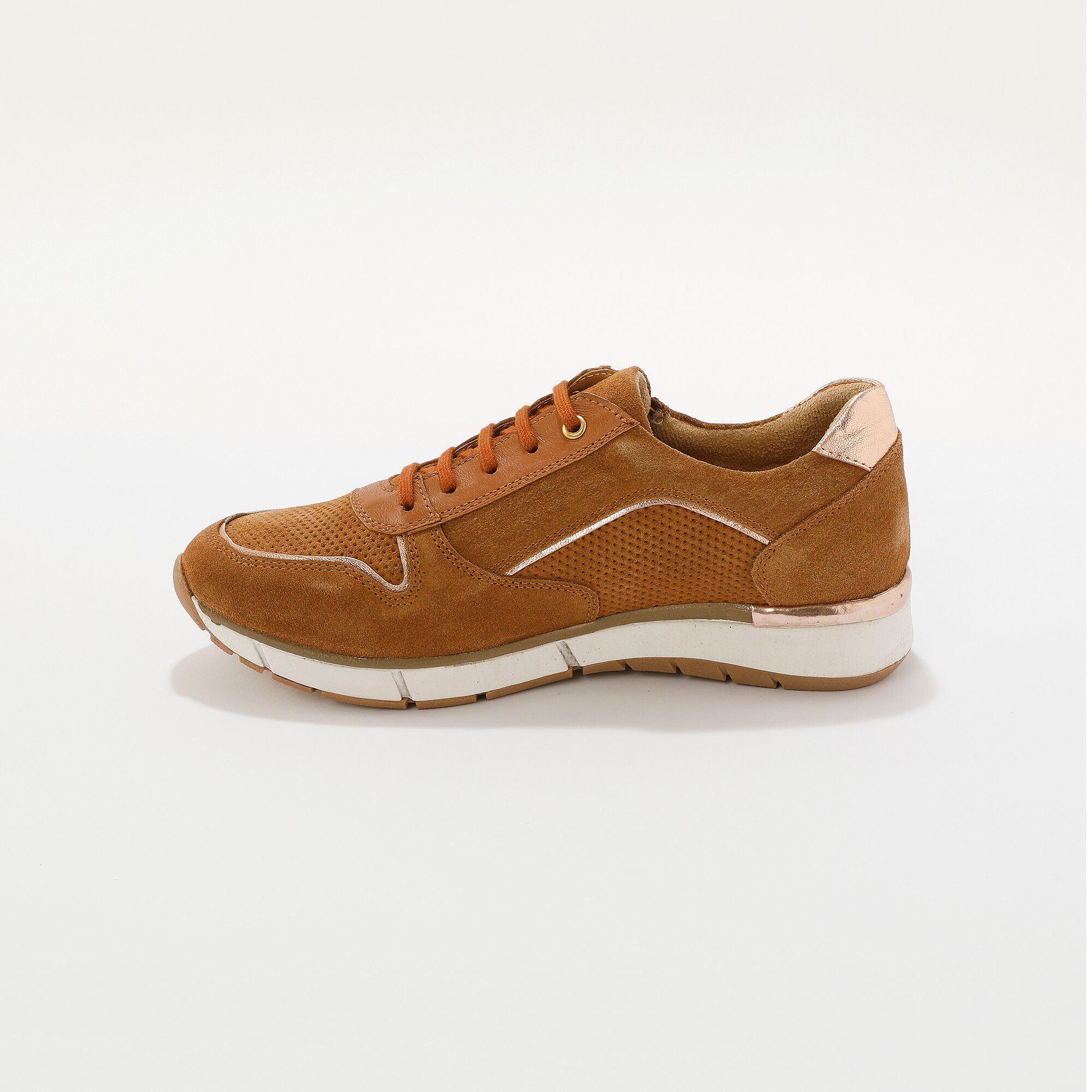 Baskets zippées en cuir empiècements ajourés