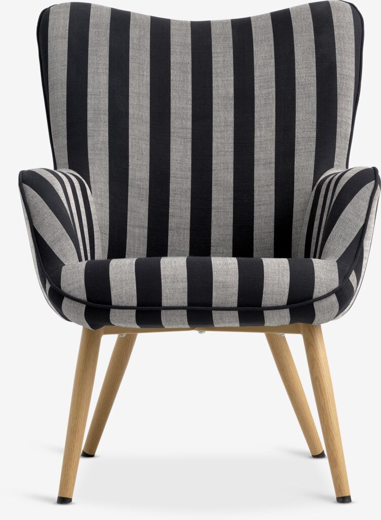 SIMESTED SIMESTED lenestol, sorte og beige striper