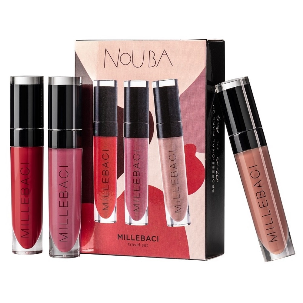 nouba Millebaci Travel Set coffret avec 3 rouge a levres en creme