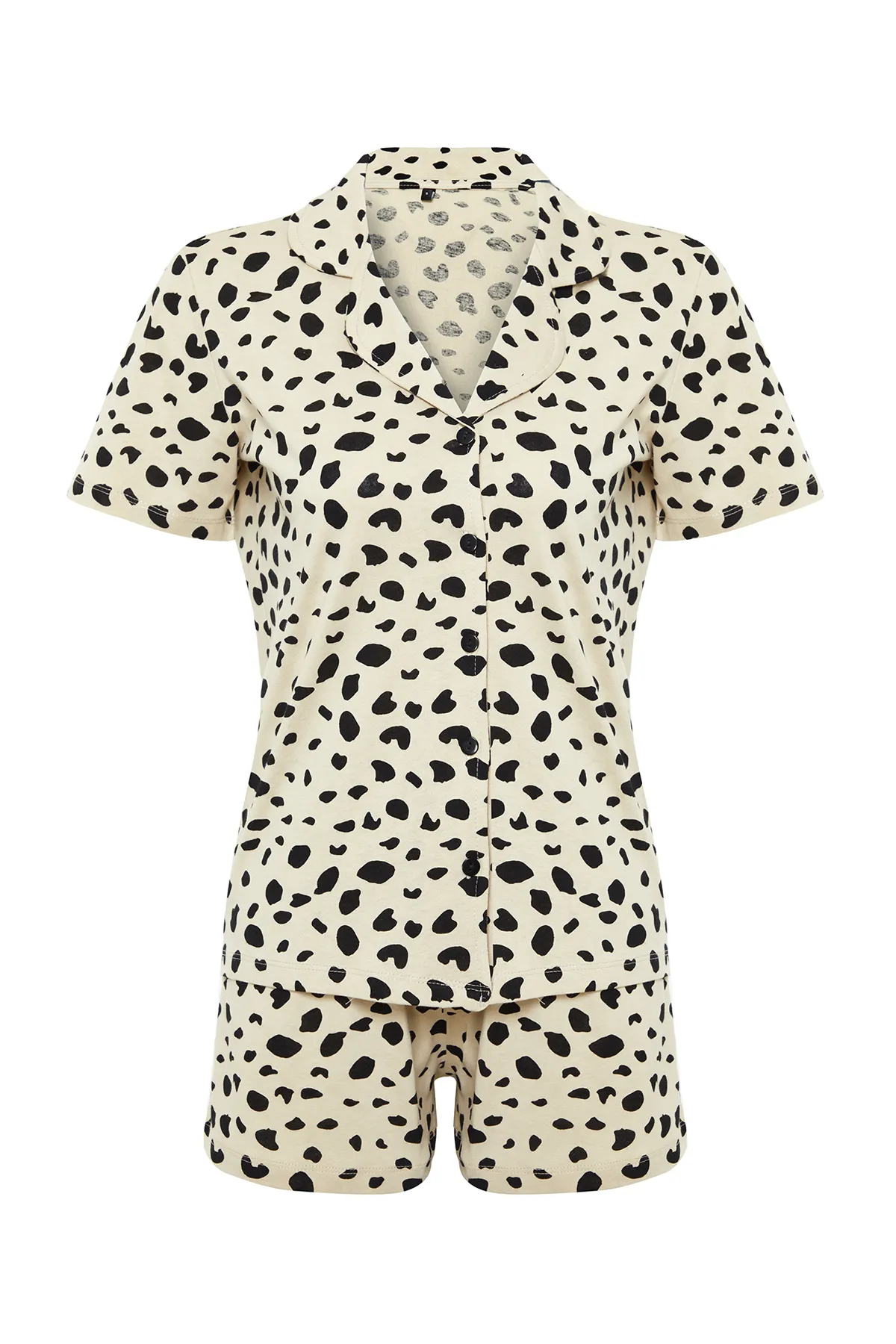 Trendyol Collection  Mehrfarbiges Strick-Pyjama-Set aus 100 % Baumwolle mit Leopardenmuster THMSS24PT00025