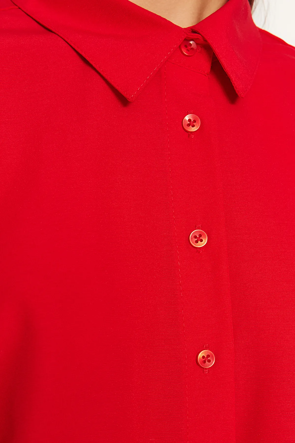 Trendyol Collection  Rotes, locker sitzendes, gewebtes Hemd TWOAW20GO0107