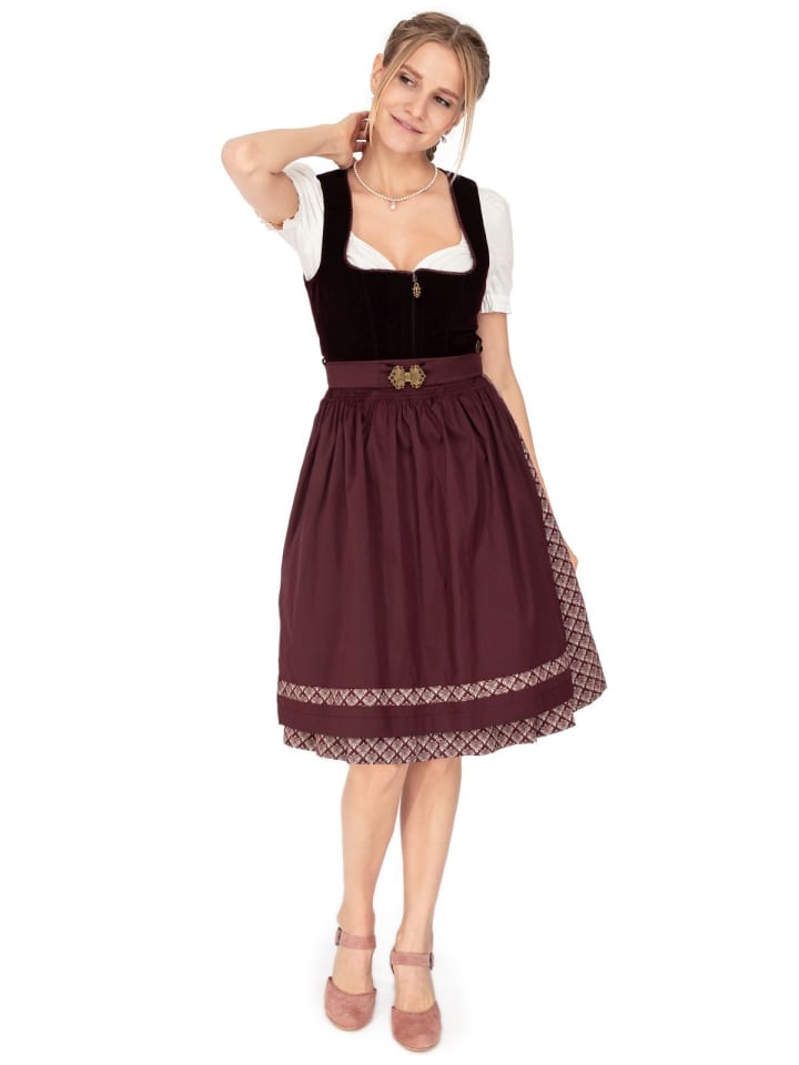 MarJo Midi Dirndl AMORBACH in dunkelrot günstig kaufen