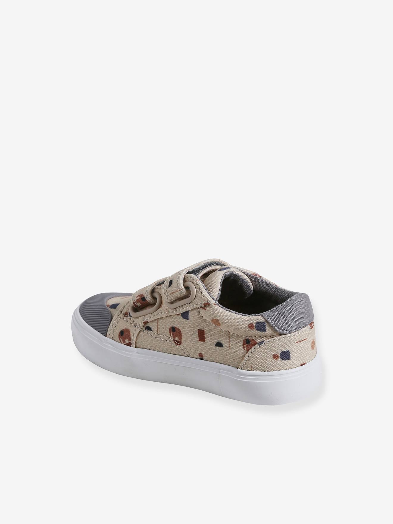 Vertbaudet Baby Stoffsneakers mit Klettriemchen - beige bedruckt