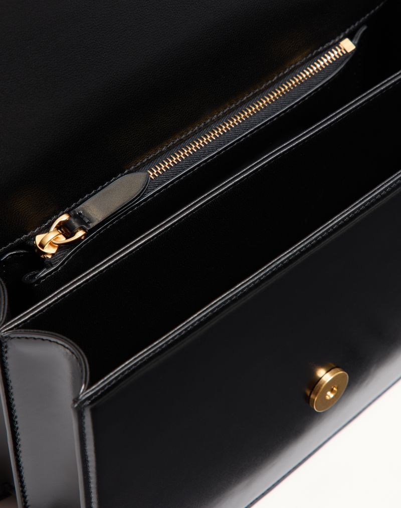 Bolsa de ombro Valentino Garavani Vain em couro de bezerro brilhante