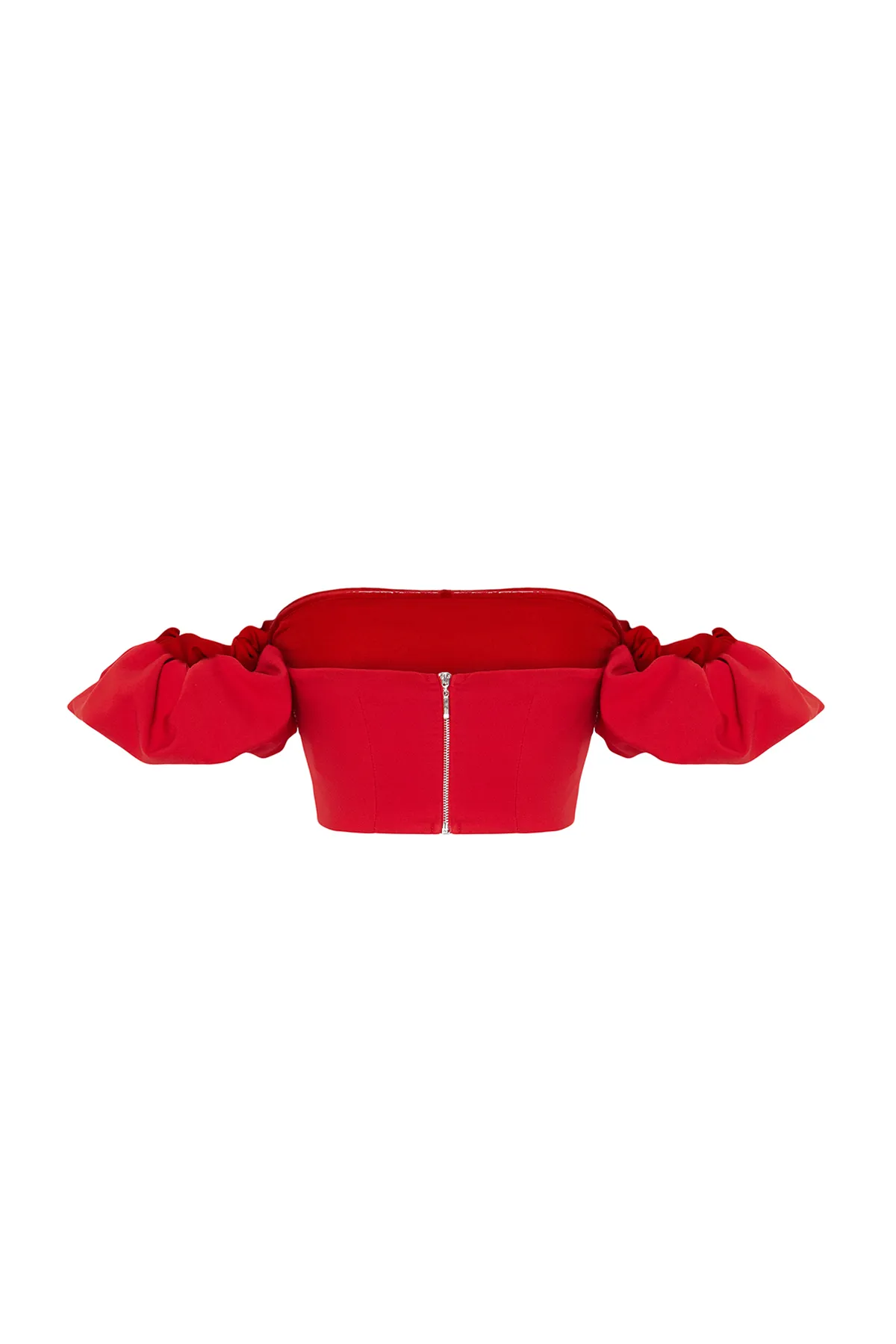 Trendyol Collection  Rotes kurzes gewebtes Bustier TPRSS24BS00020