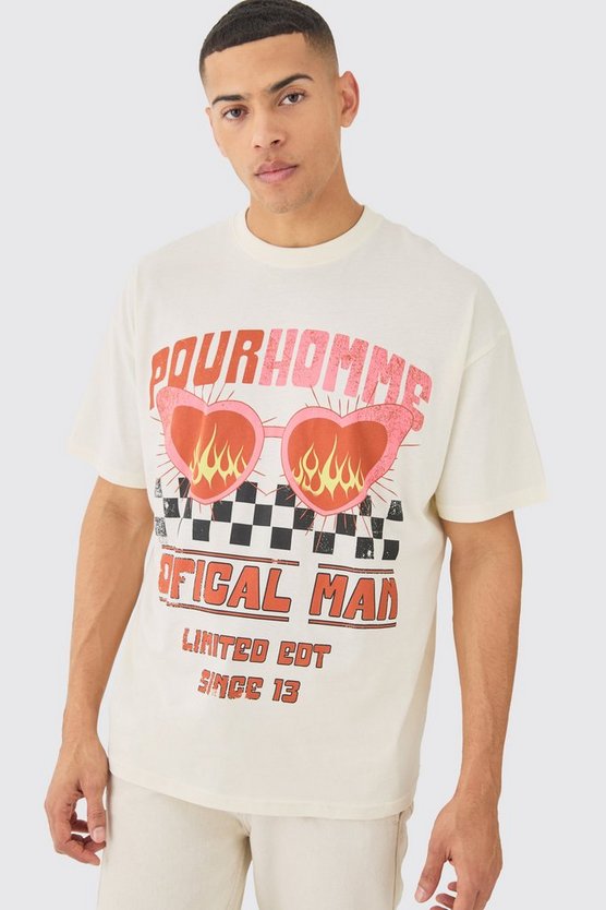 Oversize T-Shirt mit Moto Herz-Print