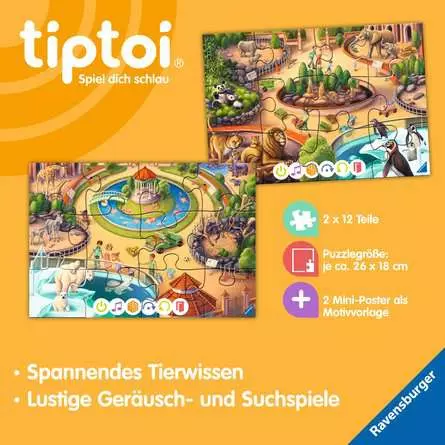 Kinderpuzzle ab 3 Jahren - tiptoi® Puzzle für kleine Entdecker: Zoo - 12 Teile