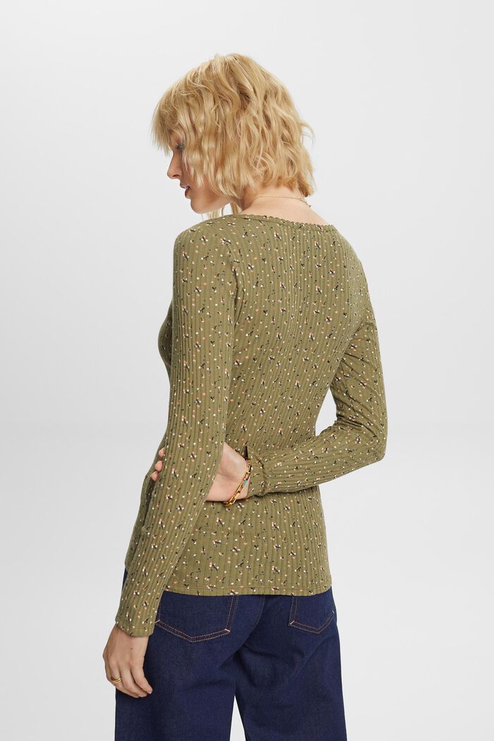 Gemustertes Pointelle-Longsleeve aus Jersey