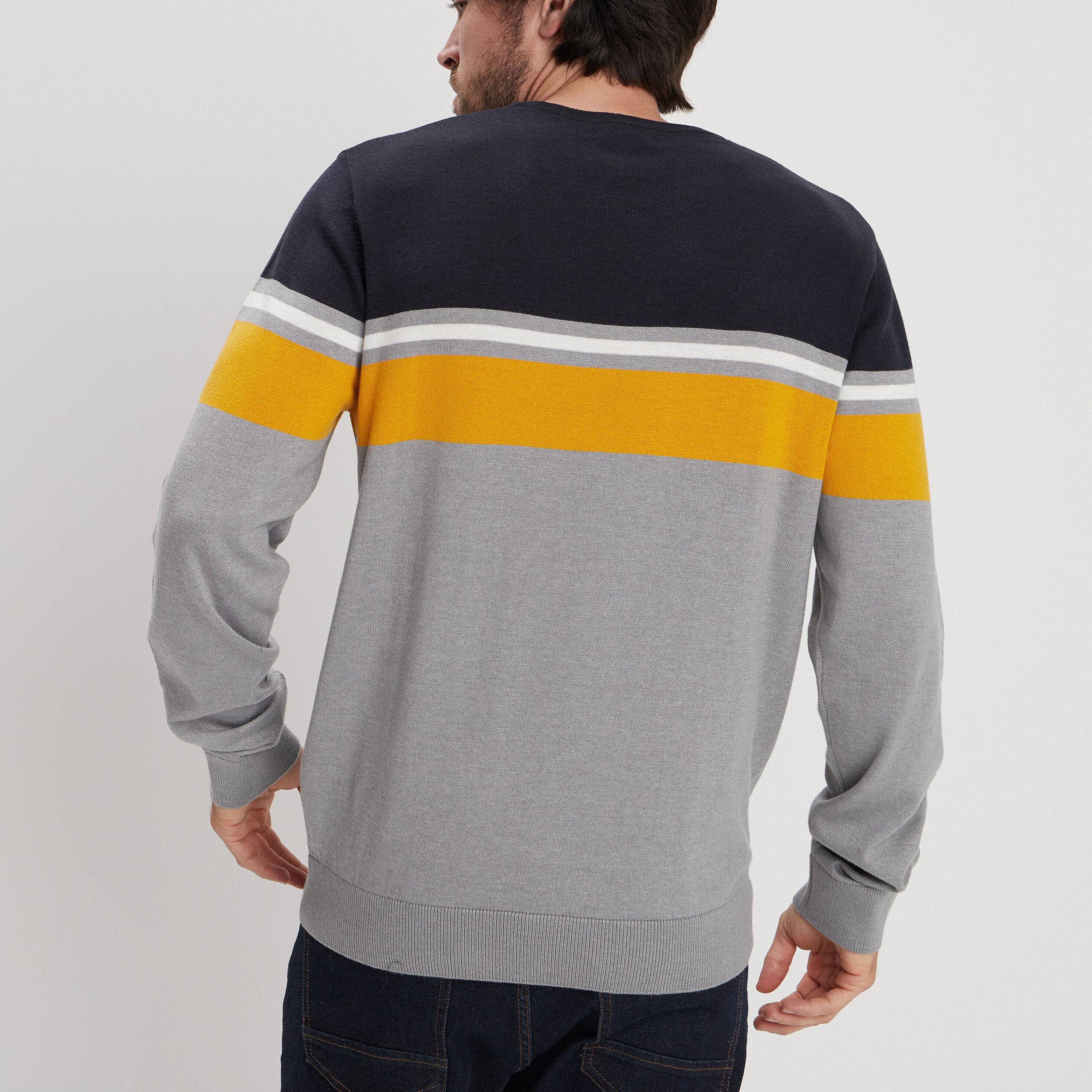 Pull fin manches longues gris homme | La Halle