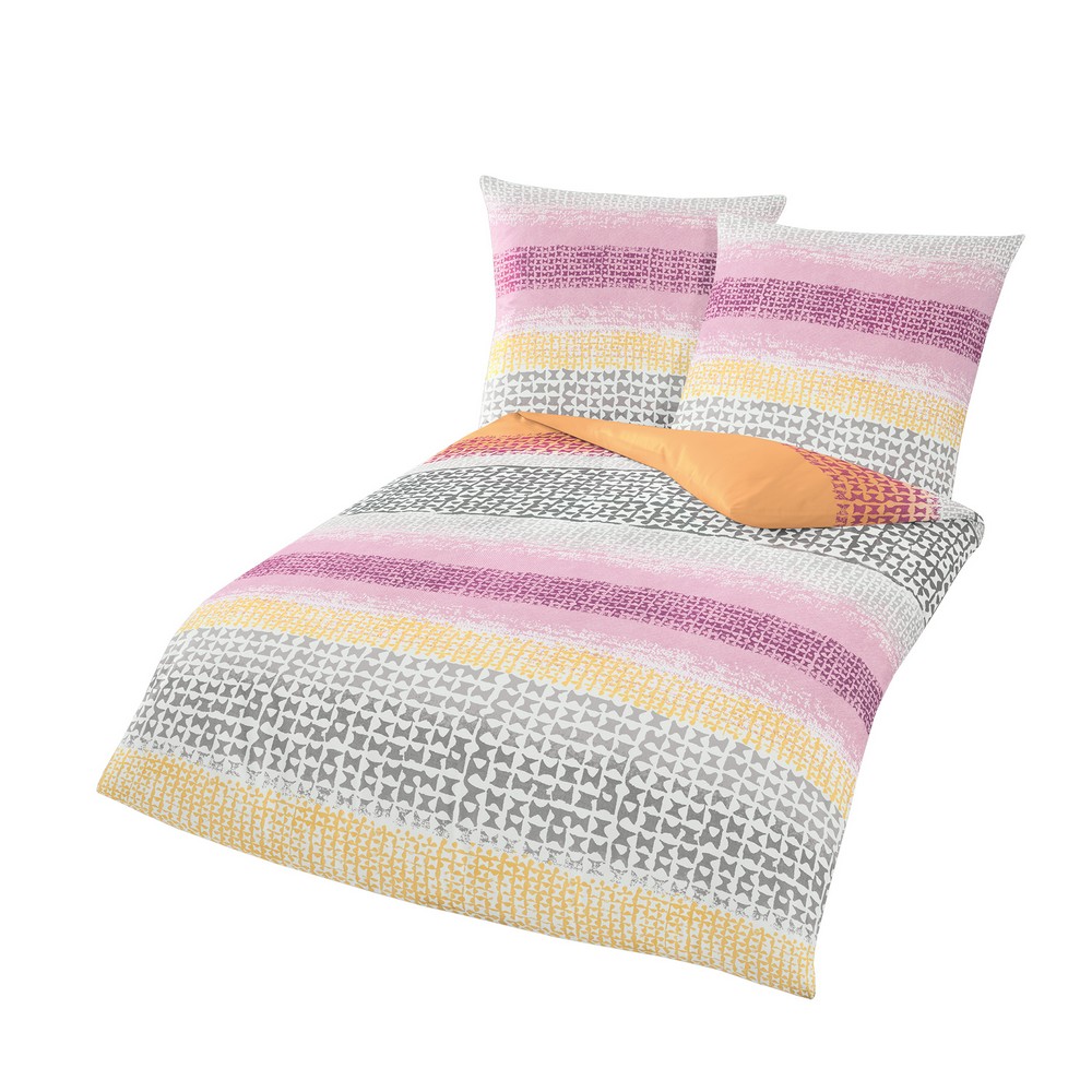 Dreamtex Mako-Satin Bettwäsche, ca. 155 x 220 cm - Grafik Peach