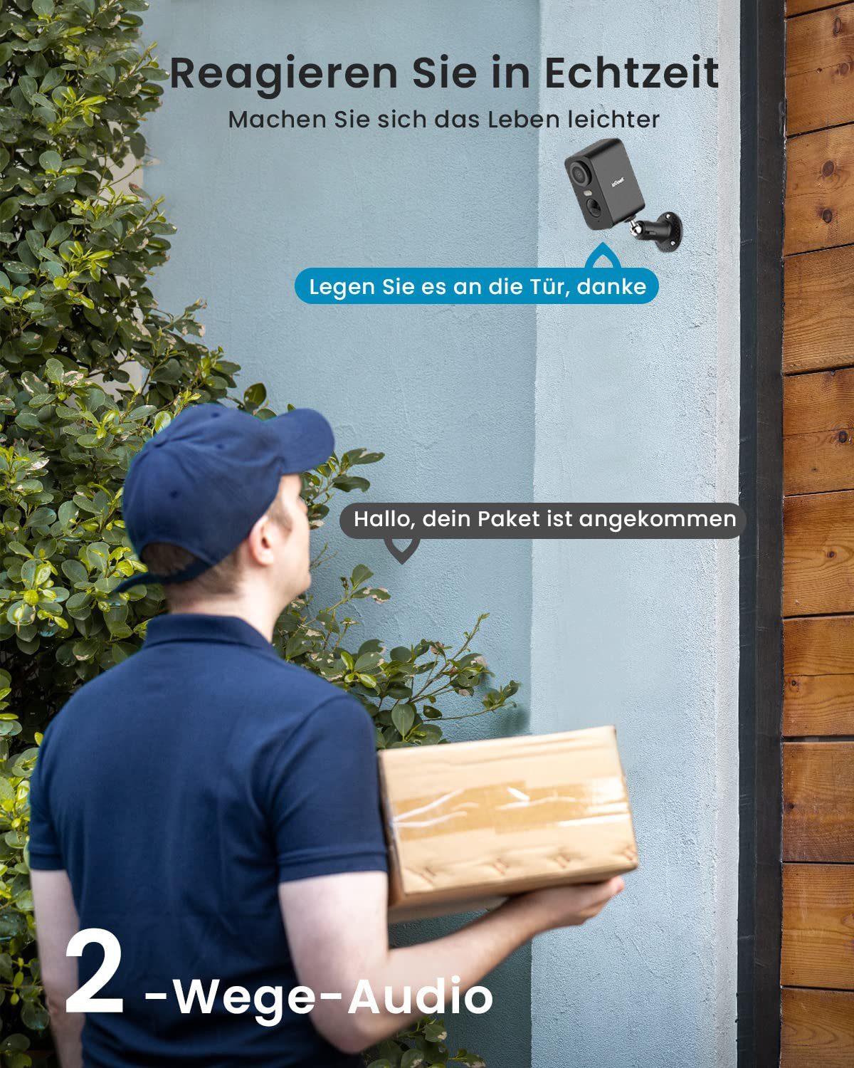 ieGeek 2K 3MP Überwachungskamera Aussen Akku Mit 32GB SD Karte Überwachungskamera (Aussen, Außenbereich, außen/innen, wlan Kabellose Überwachungskamera mit farbige Nachtsicht,PIR-Bewegungserkennung, Lange Zeit Standby,Cloud/SD Storage,IP65,2-Wege Aud
