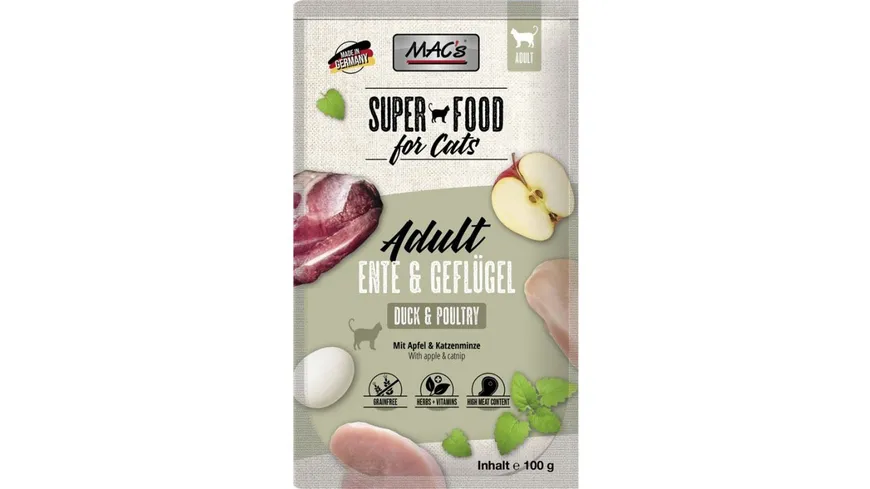 MAC's CAT Katzennassfutter Pouchpack Ente & Geflügel 100 g