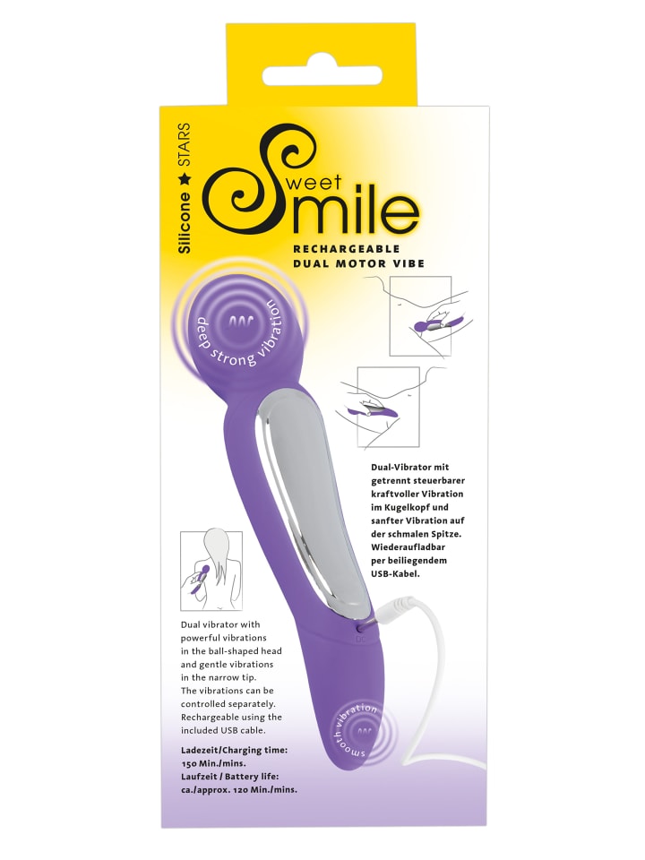 Sweet Smile Vibrator Rechargeable Dual Motor Vibe in lila günstig kaufen 22 cm