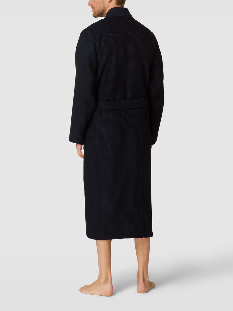 Bademantel mit Strukturmuster Modell 'Waffle Kimono' in dunkelblau