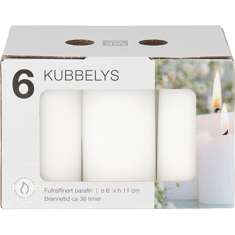 Vie Home Kubbelys 6-pk 6x11 cm hvit