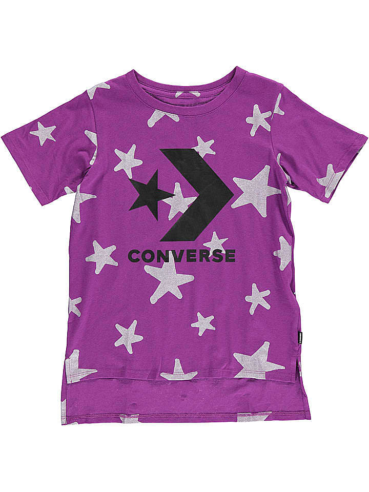 Converse ⭐ Sportshirt Lila ⭐ mit Sterne ⭐ T-Shirt wurde zum Schulsport getragen.... leichte Waschspuren vorhanden... sonst in einem guten -sehr Zustand günstig kaufen 140-152