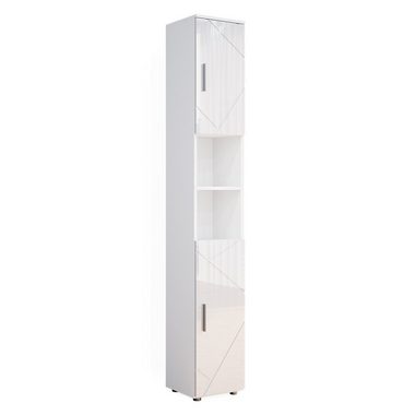 Vicco Hochschrank Badschrank Badezimmerschrank IRMA Weiß Hochglanz