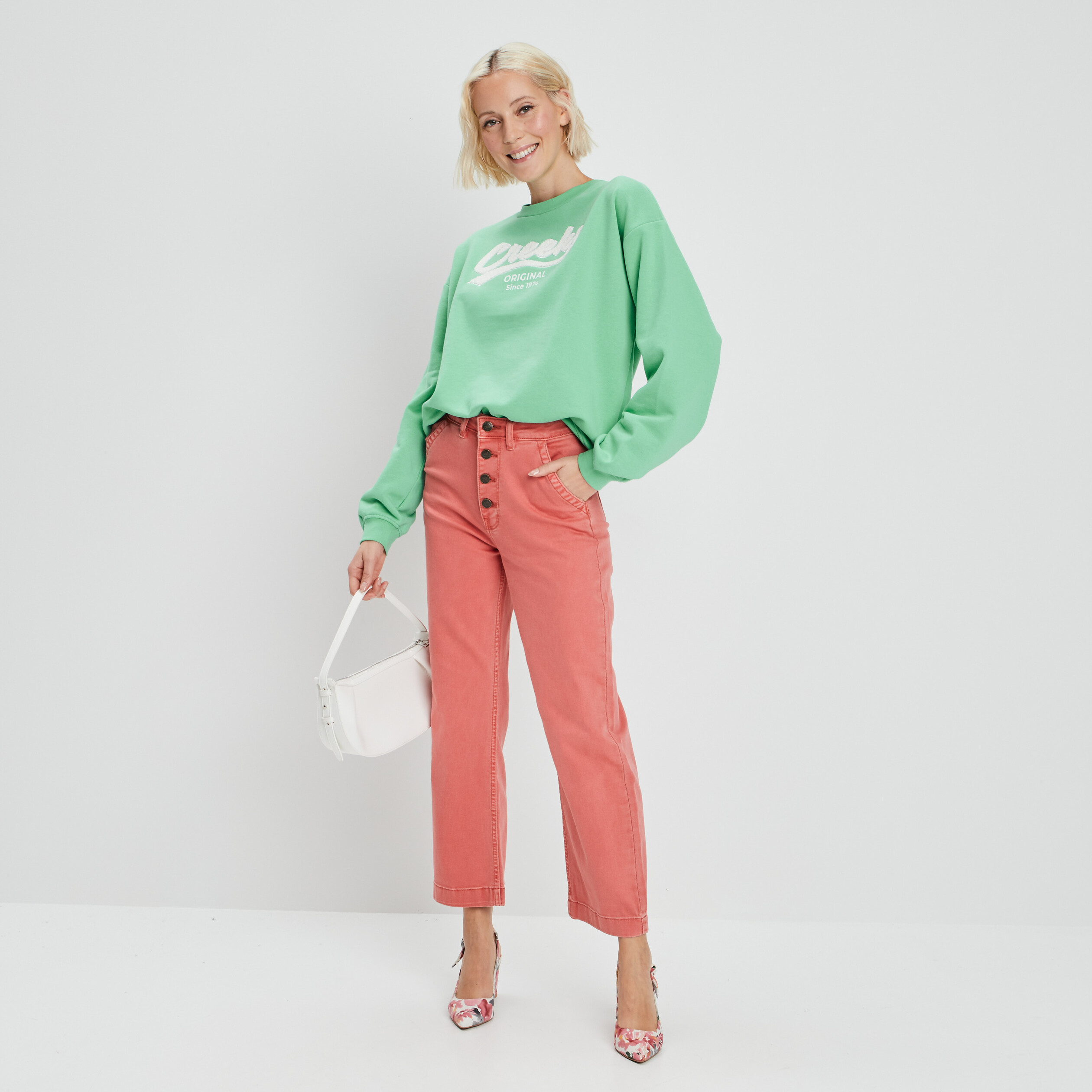 Sweat col rond Creeks vert femme | La Halle
