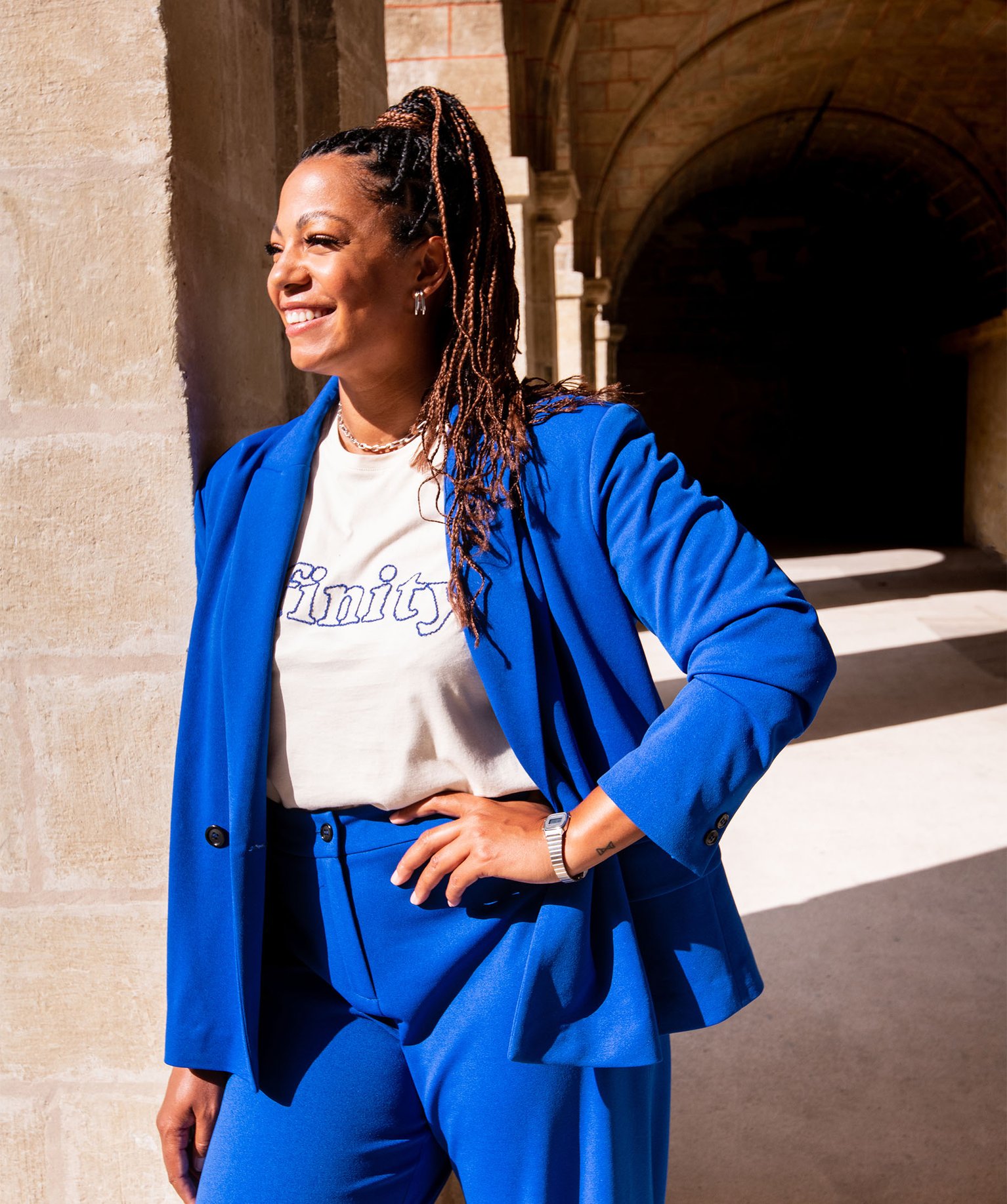 Veste de costume femme grande taille bleu | GEMO