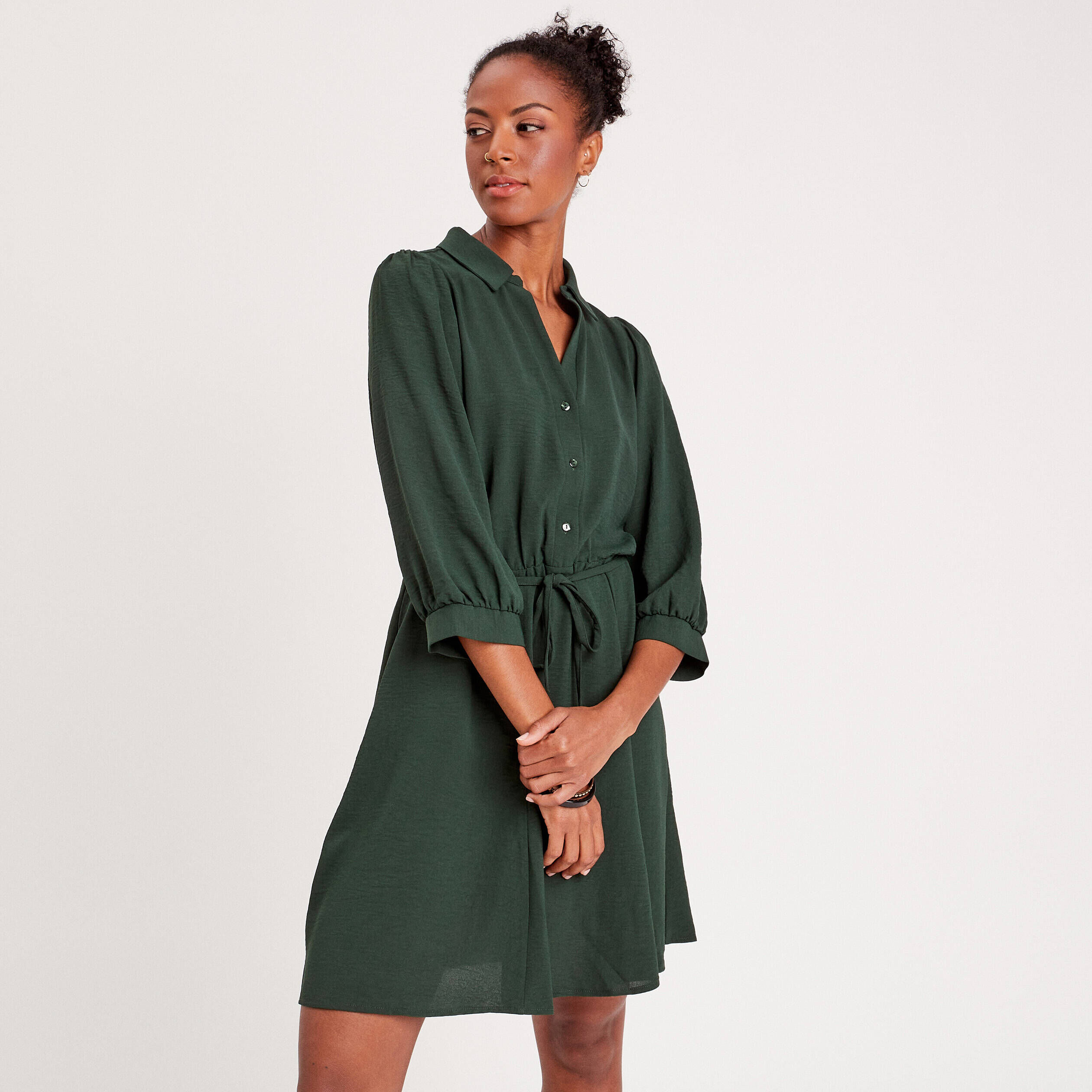 Robe patineuse fluide vert femme | Cache Cache