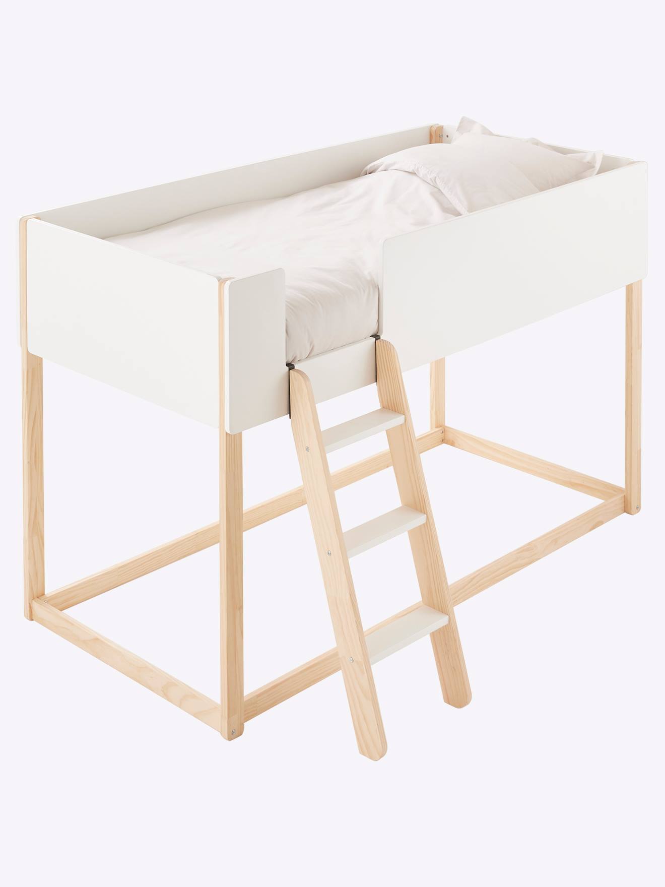 Vertbaudet Mitwachsendes Kinder Hochbett ZICKZACK - weiß/natur