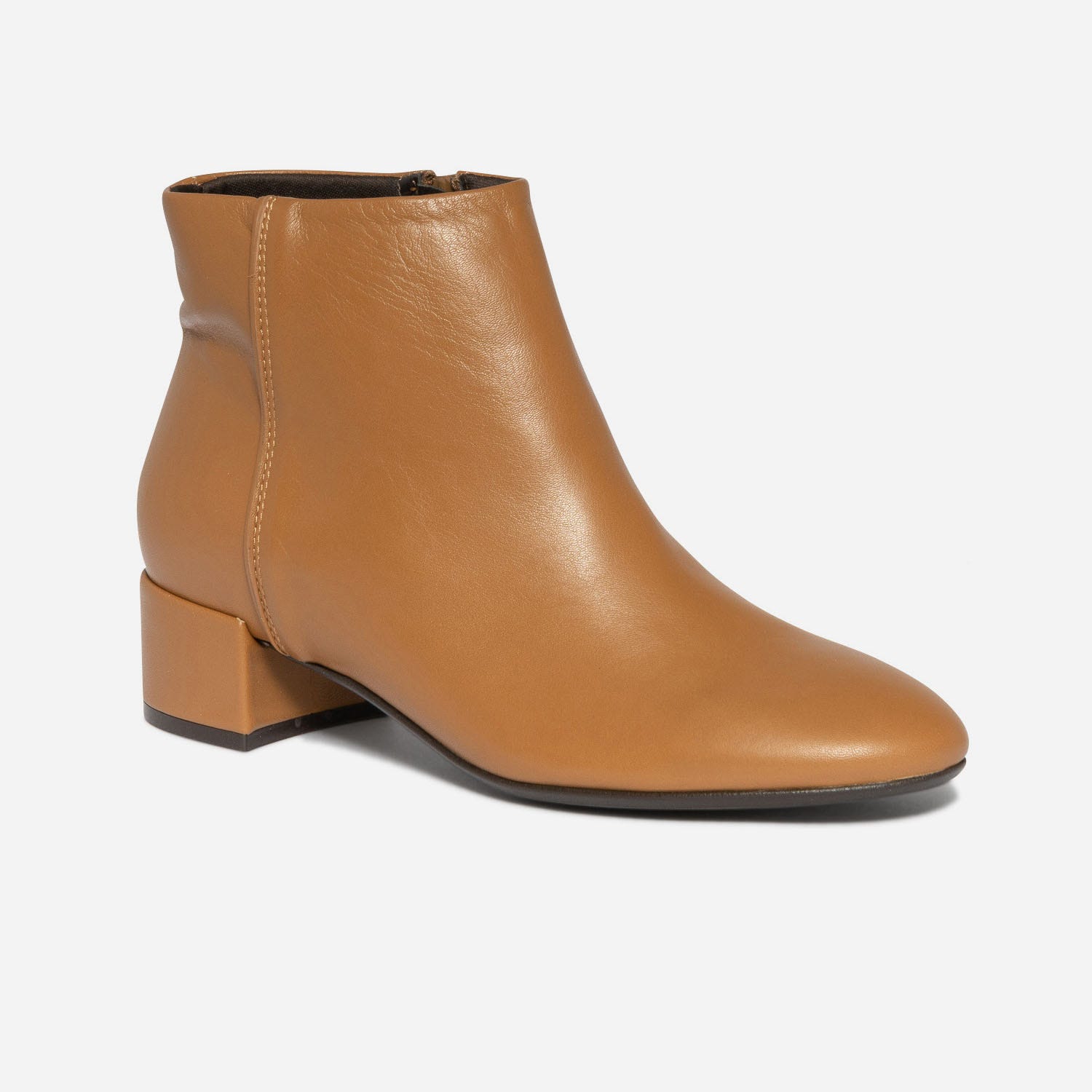 Boots camel en cuir