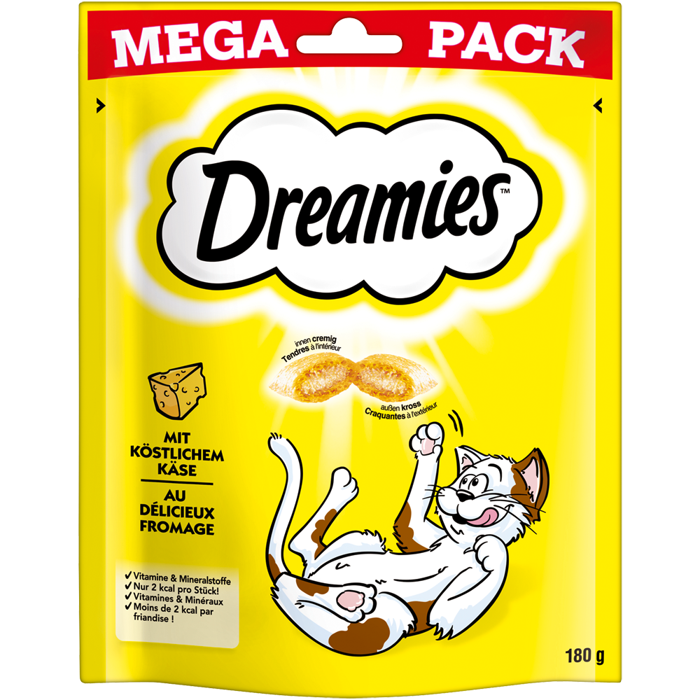 DREAMIES Portionsbeutel Mega Pack mit Käse 180g - 4er Set