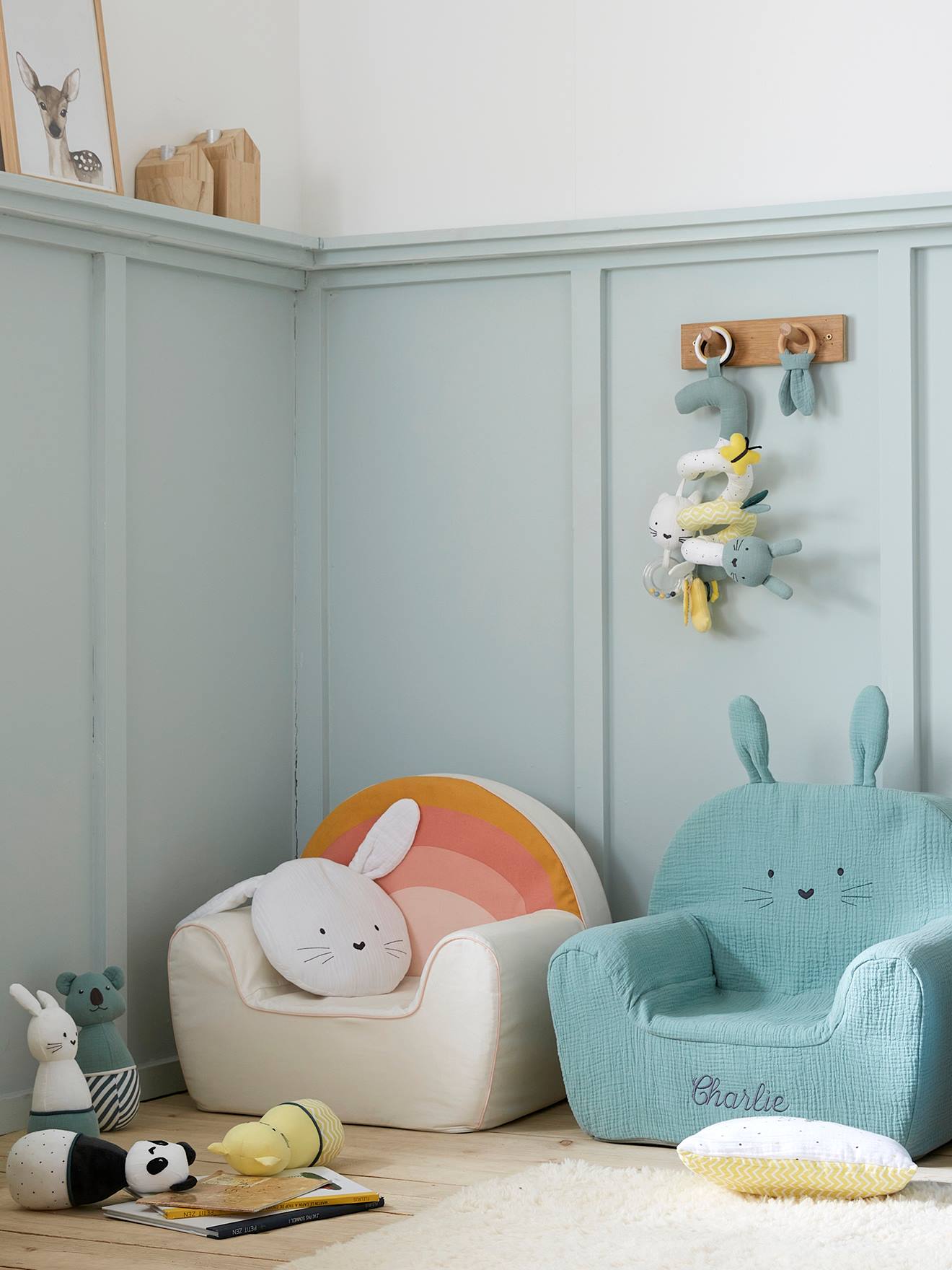Vertbaudet Kinderzimmer Sessel REGENBOGEN, personalisierbar - wollweiß