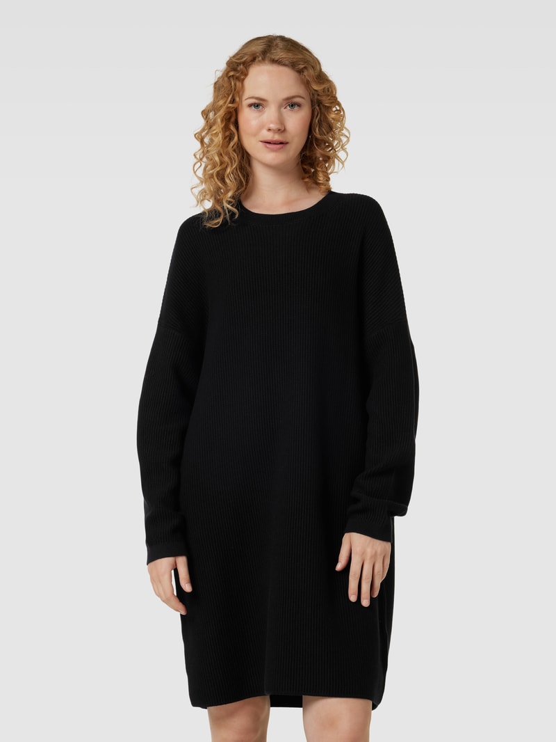 Strickkleid aus Baumwolle mit Rundhalsausschnitt in schwarz