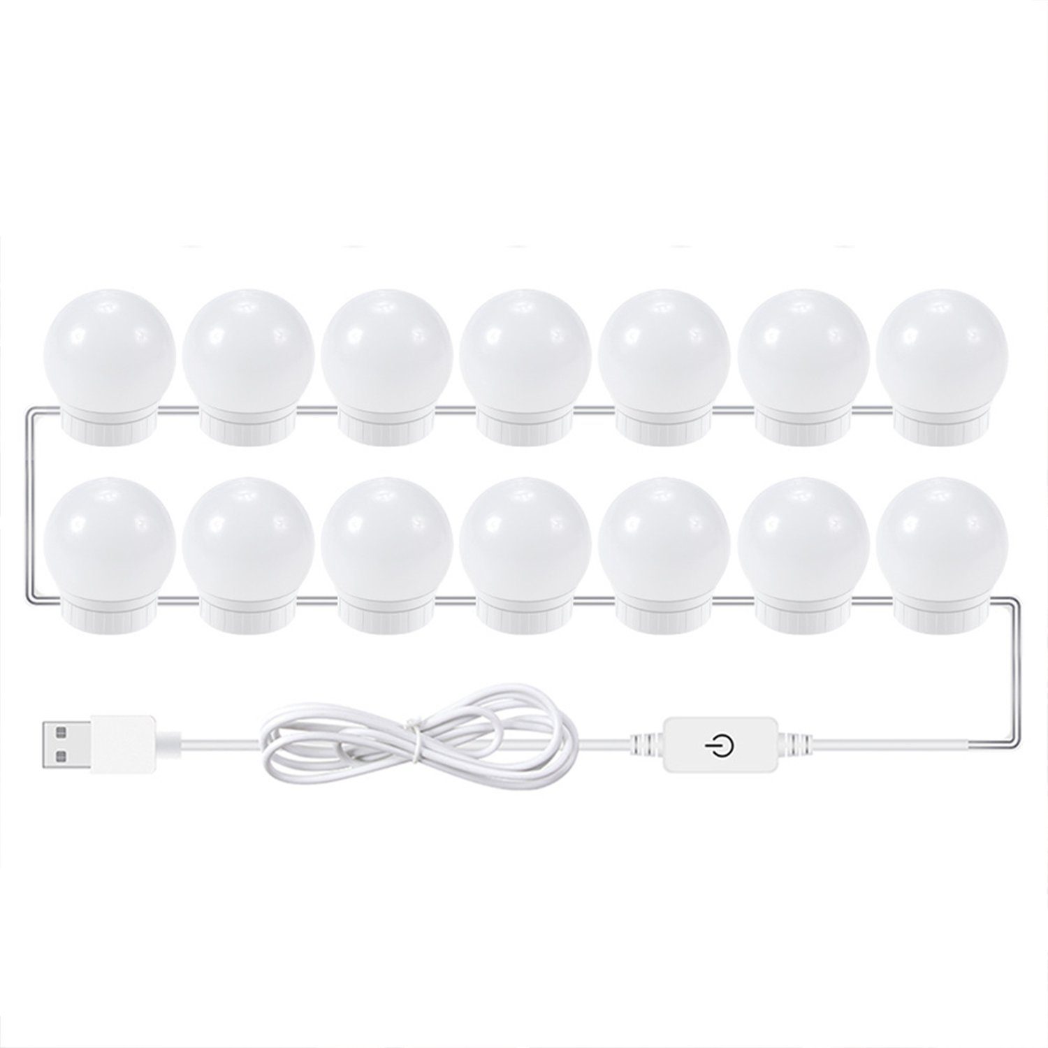 Vicbuy LED Spiegelleuchte, 14er Touch-Funktion Hollywood Lichter, 3 Farbe & Dimmbaren Helligkeitsstufen, Schminktische Leuchte, Drehbare Schminkleuchte, USB-Kabel Spiegellampe, Kosmetikspiegel