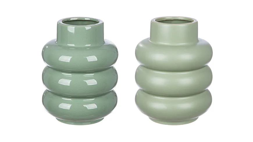 GILDE Vase Rim Keramik H=20cm Grün