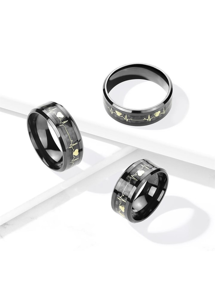 Bungsa Ring in Schwarz, goldendes Inlay günstig kaufen