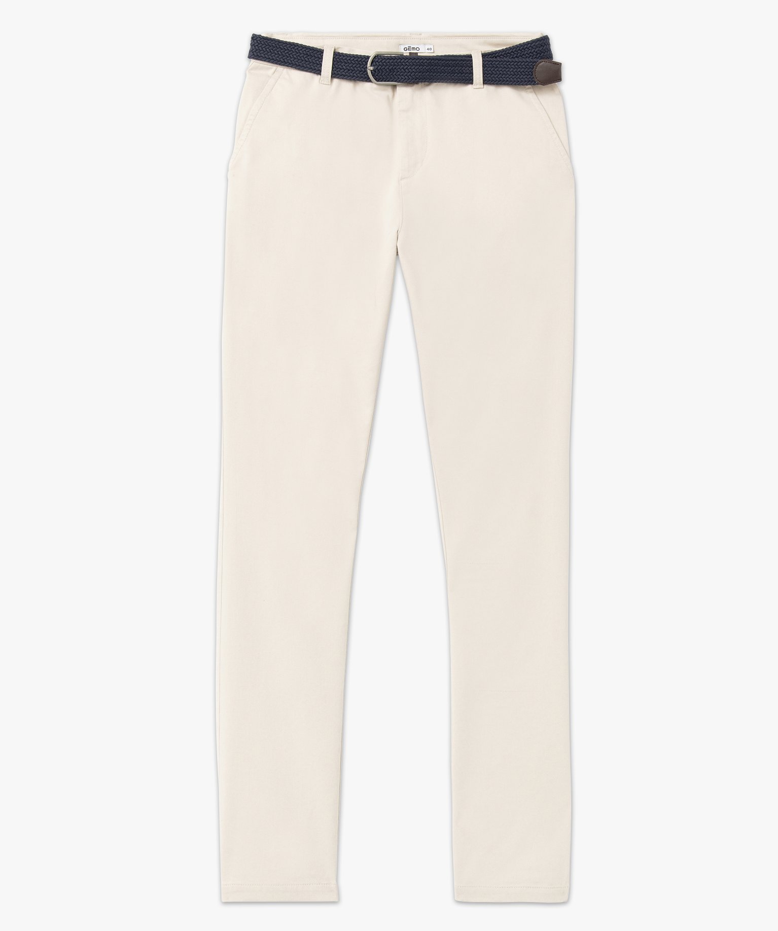 Pantalon en coton homme avec ceinture tressée ecru | GEMO