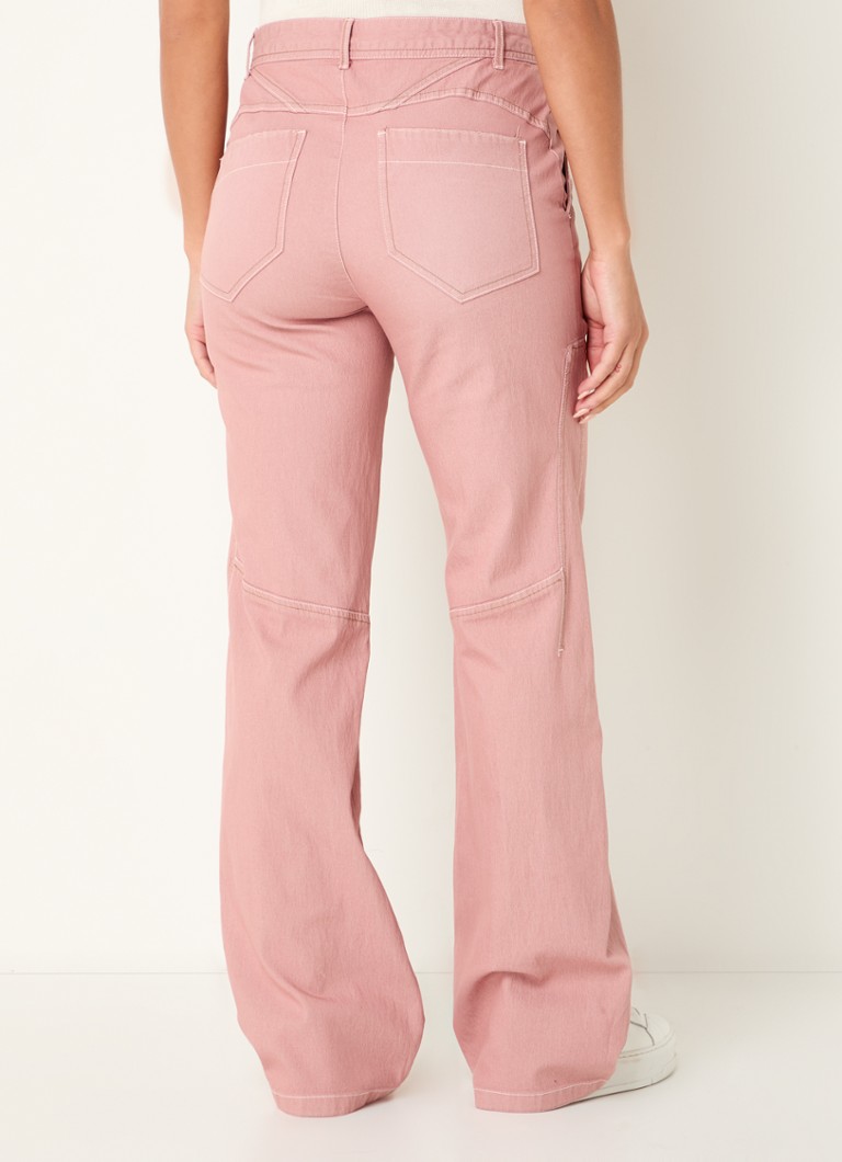 Jean Max & Co Fuxia taille haute coupe bootcut, délavage coloré