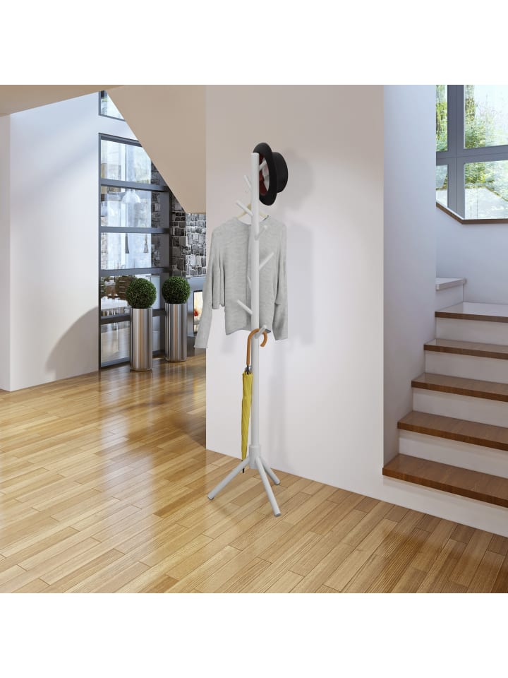 relaxdays Garderobenständer in Weiß - (B)43,5 x (H)173 x (T)37 cm günstig kaufen onesize