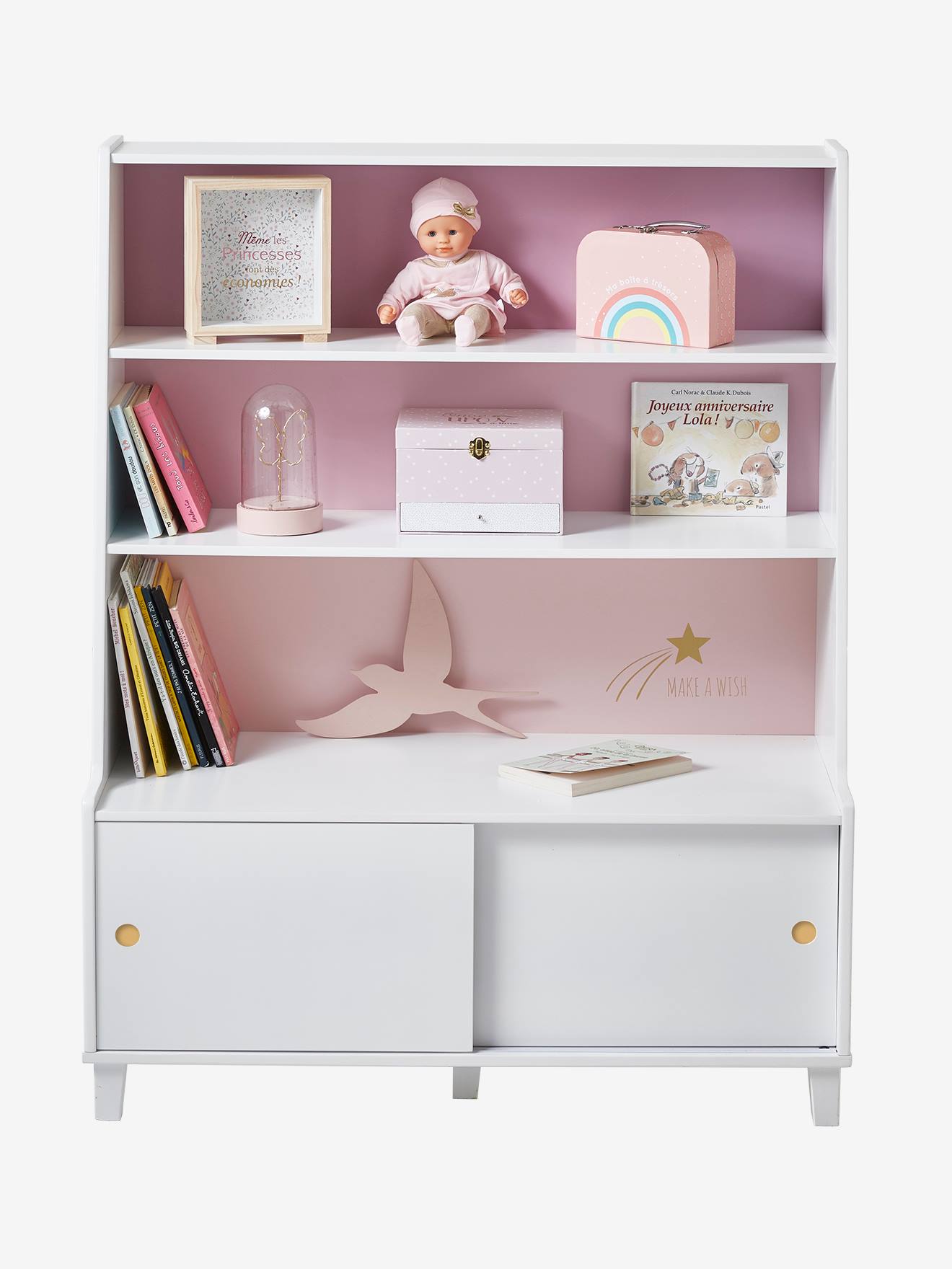 Vertbaudet Kinder Bücherregal MAKE A WISH - weiß