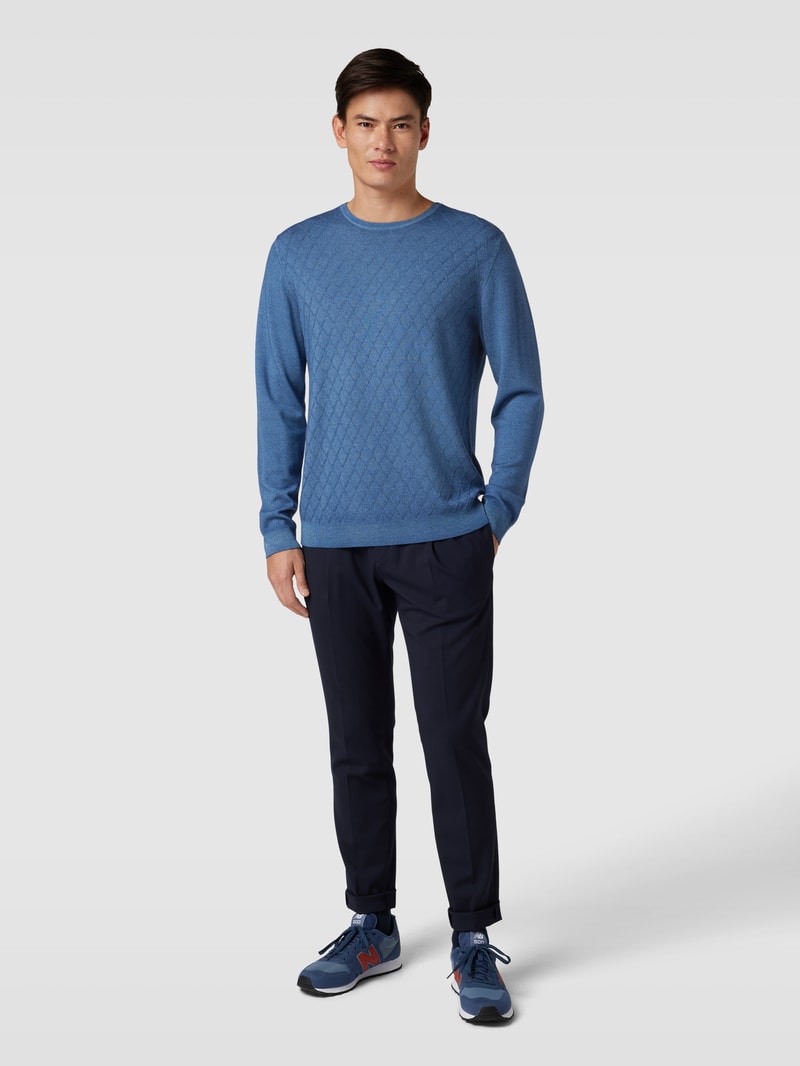 Strickpullover aus Wolle mit Rundhalsausschnitt in hellblau