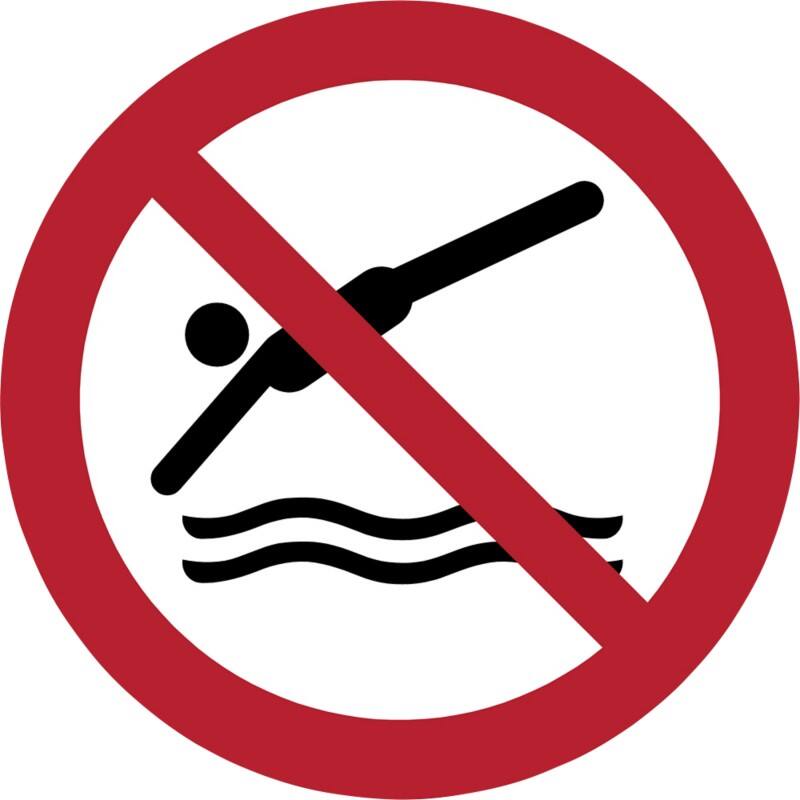 Djois Warnschild Tauchen verboten Klebstoff, einschraubbar PP (Polypropylen) 10 (B) x 0,14 (H) cm 3 Stück