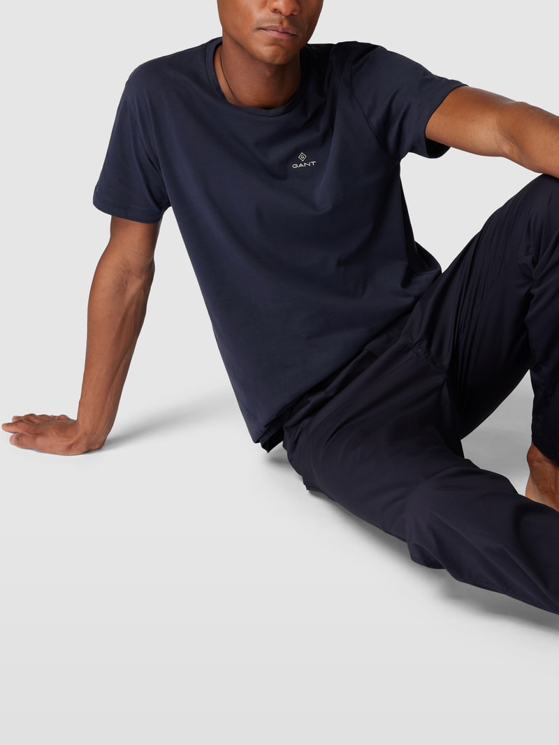 Pyjama mit Label-Stitching in dunkelblau