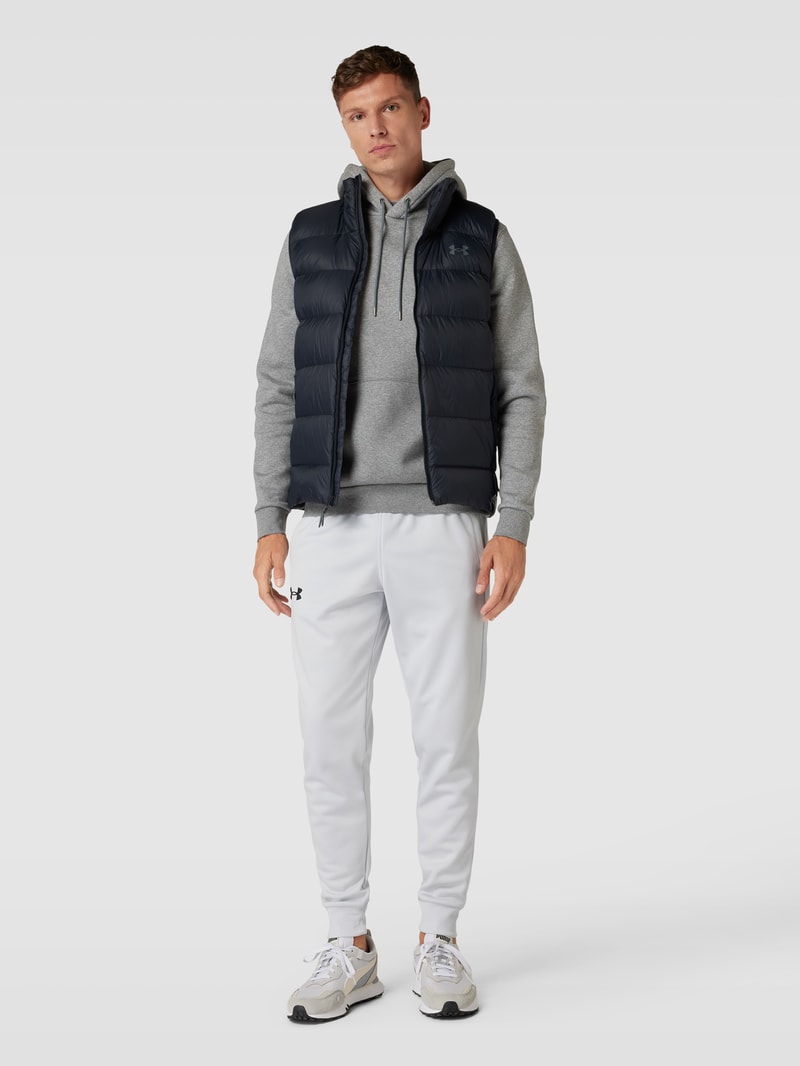 Hoodie mit Label-Stitching Modell 'Essential' in dunkelgrau