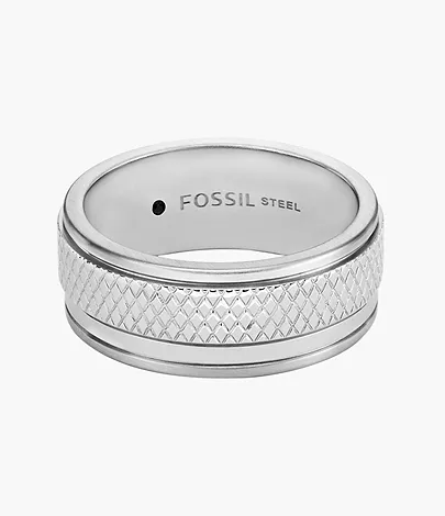 Fossil Ring Knox gerändelt Textur Edelstahl