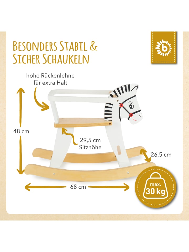 Bieco Spielwaren Schaukeltier aus Holz Zebra in Weiß günstig kaufen onesize