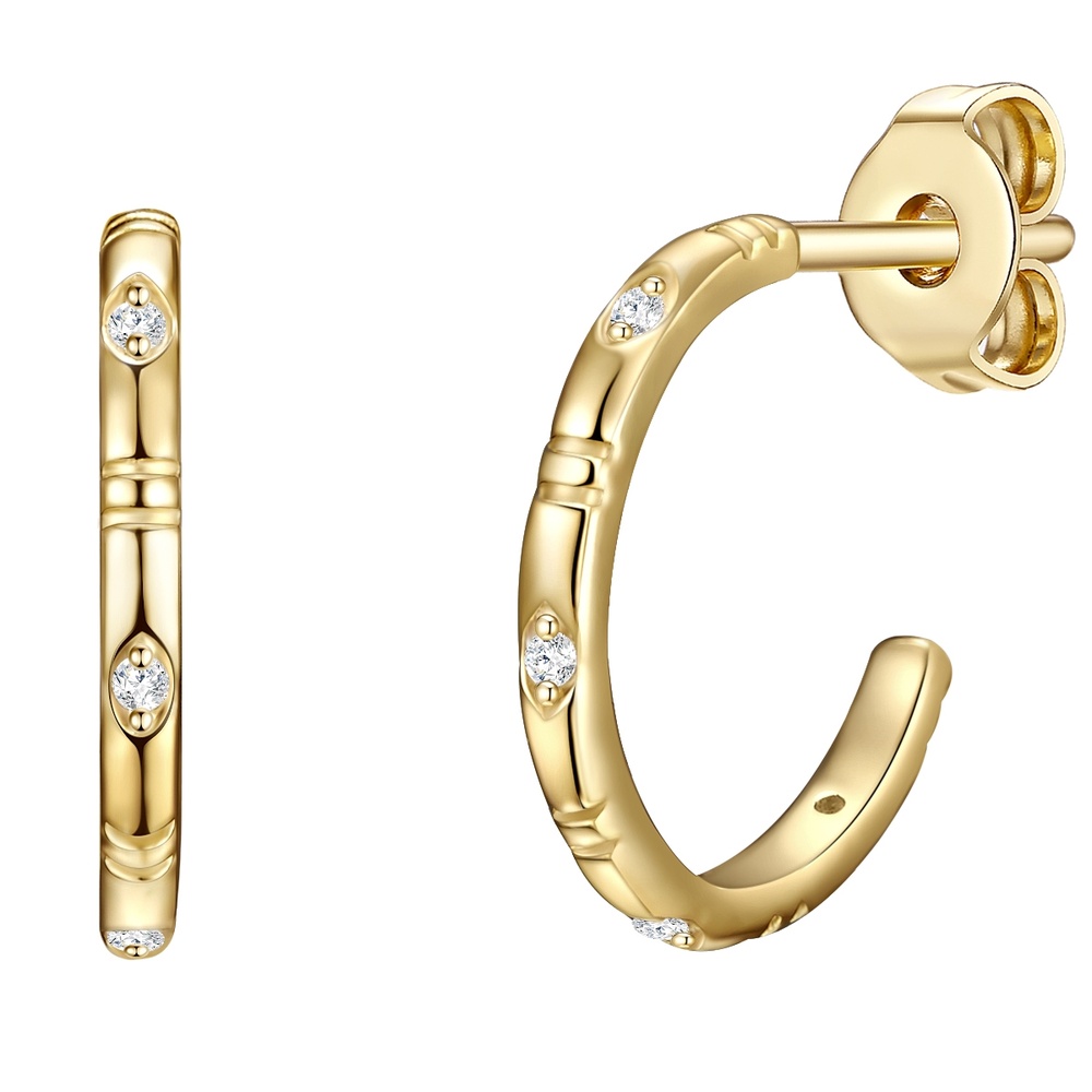 Glanzstücke München Créoles en argent Argent sterling Oxyde de zirconium (CZ) en Or jaune Boucles d'oreilles