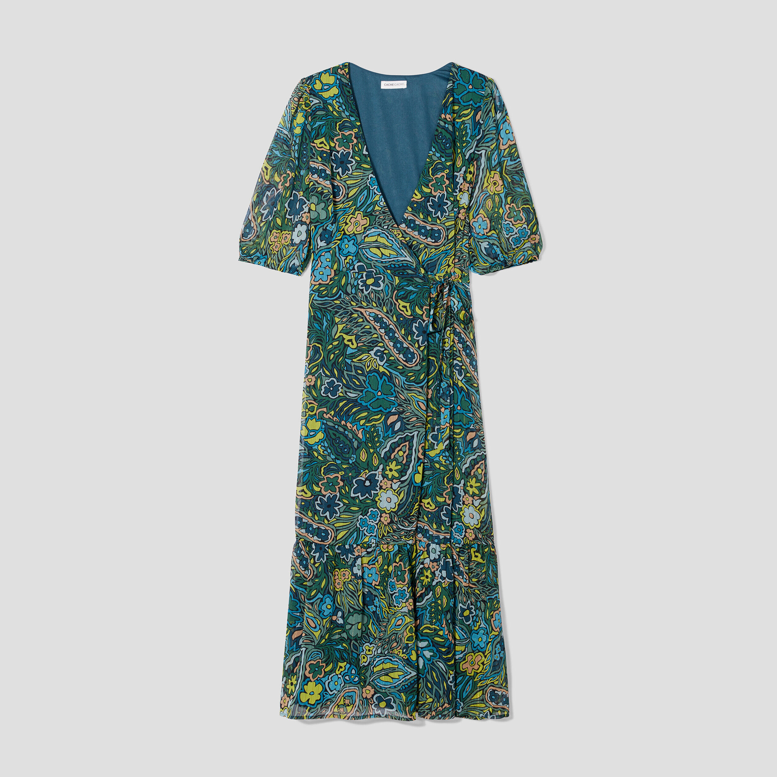Robe longue portefeuille noir femme | Cache Cache