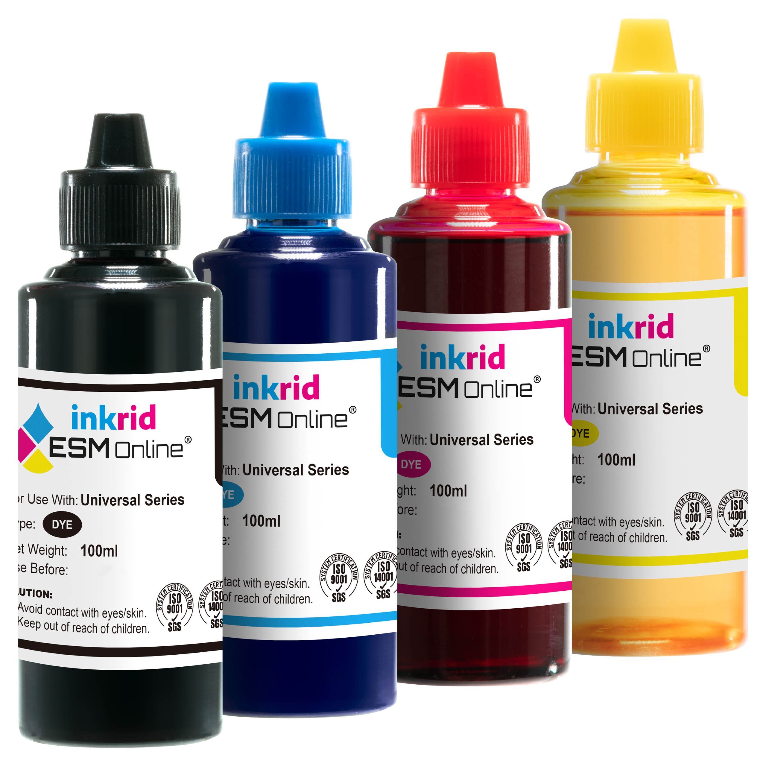 ESMOnline Inkrid Nachfülltinte EcoTank Smart Tank Serie HP Brother Canon Epson Tintenpatrone (4-tlg)