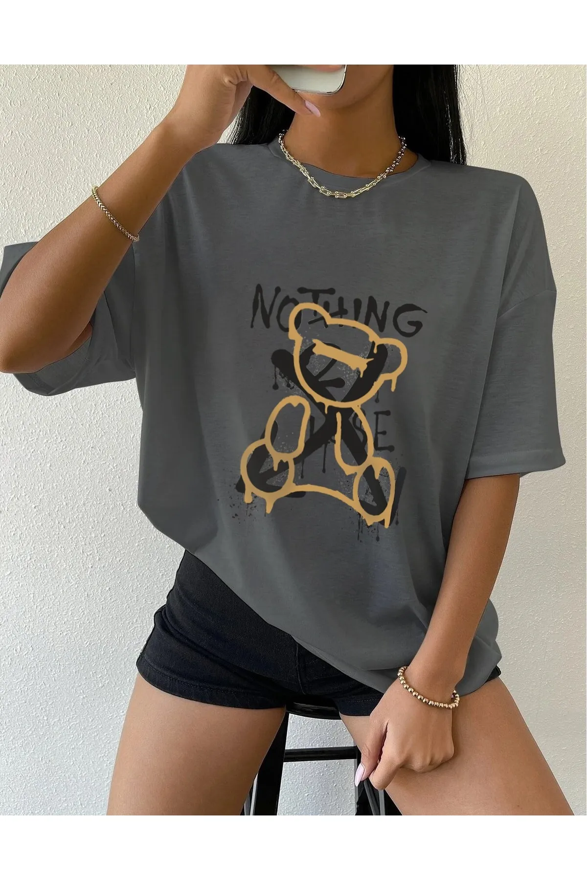 Know  Geräuchertes Oversize-Nothing-Else-T-Shirt für Damen