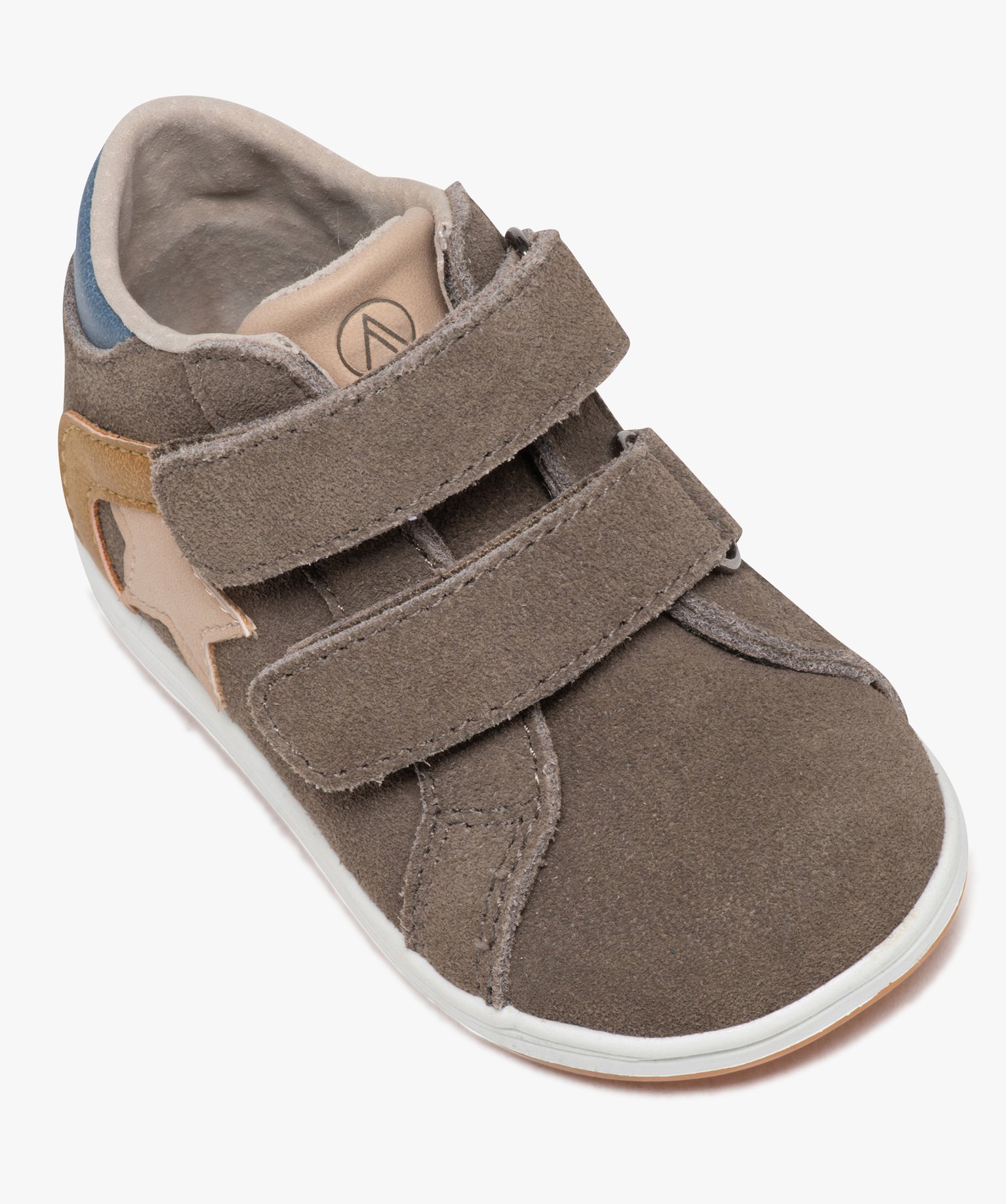 Chaussures premiers pas bébé Garçon en cuir double scratc... taupe | GEMO